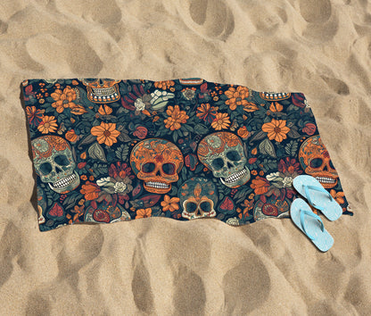 Dia De Los Muertos Skulls Beach Towel