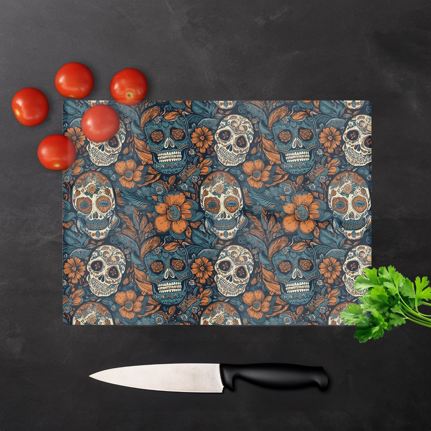 Dia De Los Muertos Skulls Pattern Glass Chopping Board
