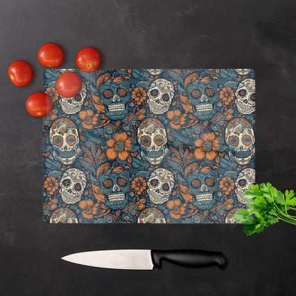 Dia De Los Muertos Skulls Pattern Glass Chopping Board