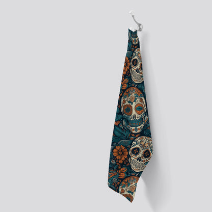 Dia De Los Muertos Skulls Pattern Tea Towel