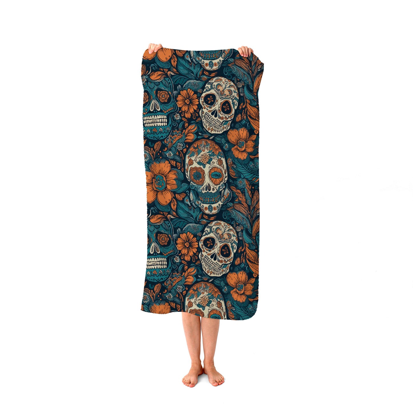 Dia De Los Muertos Skulls Pattern Beach Towel
