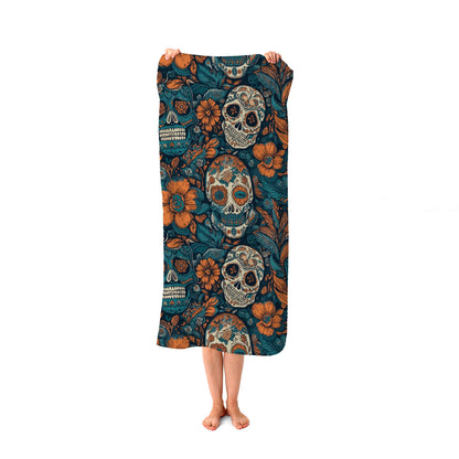 Dia De Los Muertos Skulls Pattern Beach Towel