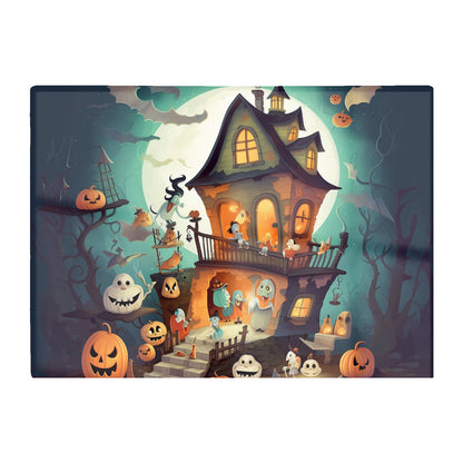 Illustrations A Whimsical Haunted House Glass Chopping Board