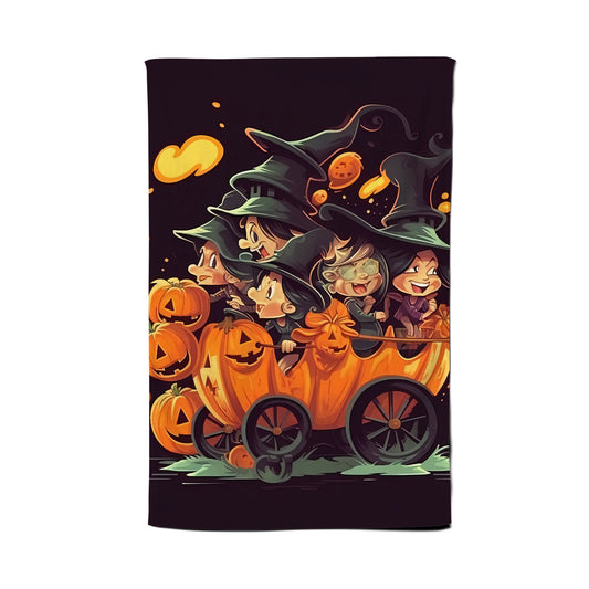 Cartoon Illustrations A Magical Pumpkin Carriage With Tea Towel