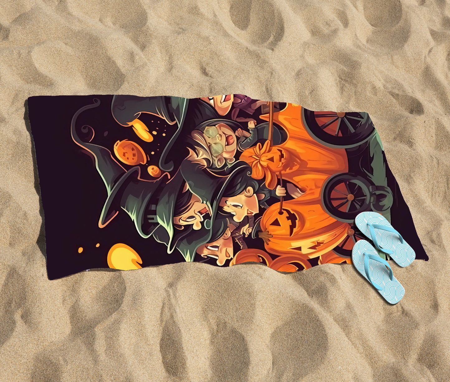 Magical Pumpkin Carriage Beach Towel