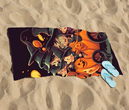 Magical Pumpkin Carriage Beach Towel