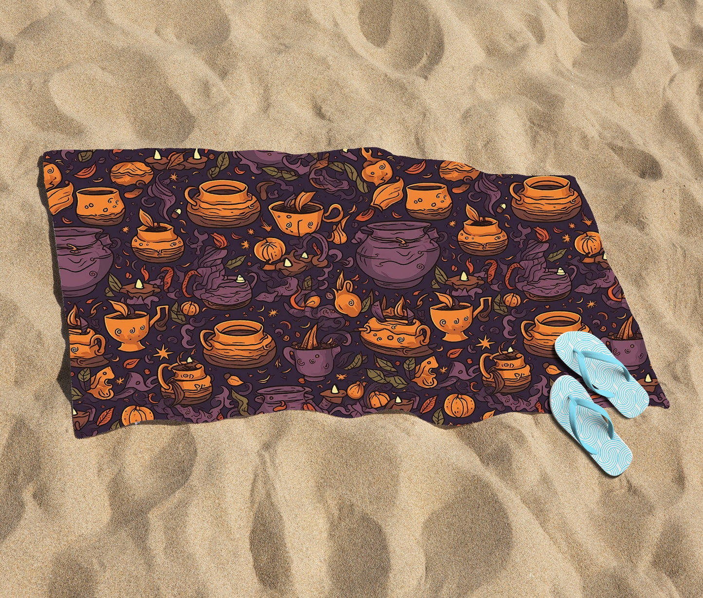 Wicked Witches Bubbling Cauldrons Beach Towel