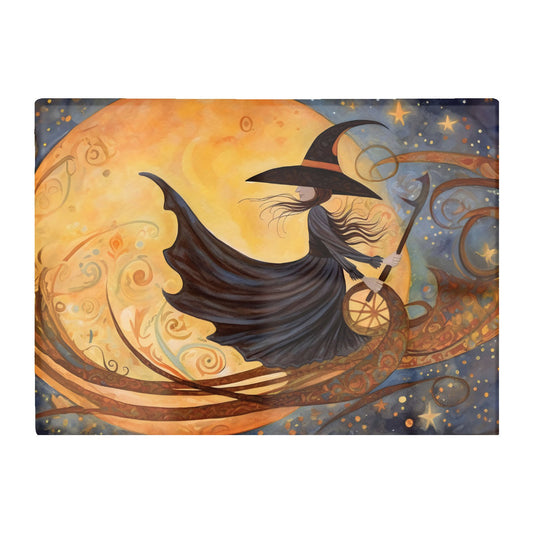 Whimsical Witch On A Broomstick Glass Chopping Board