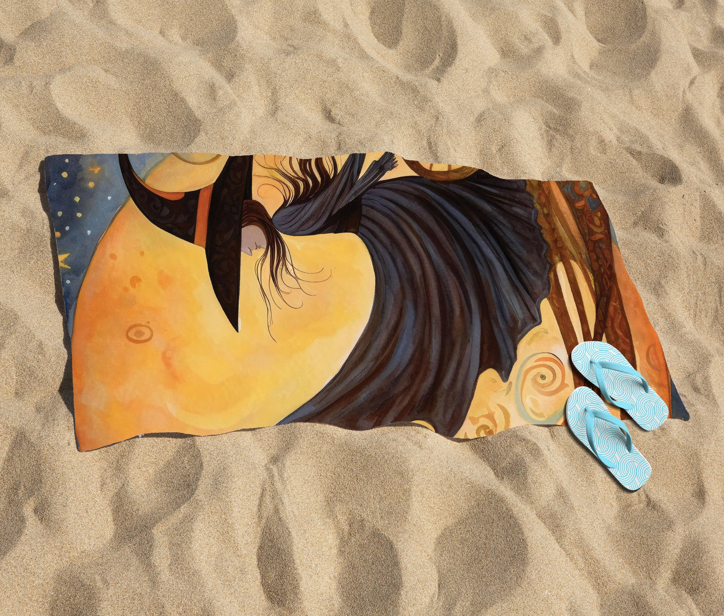 Whimsical Witch On A Broomstick Beach Towel