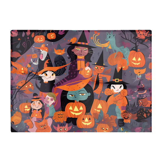 Colorful Illustration Of Witches Glass Chopping Board