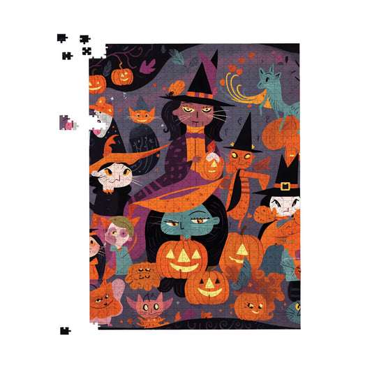 Colorful Illustration Of Witches Jigsaw Puzzle
