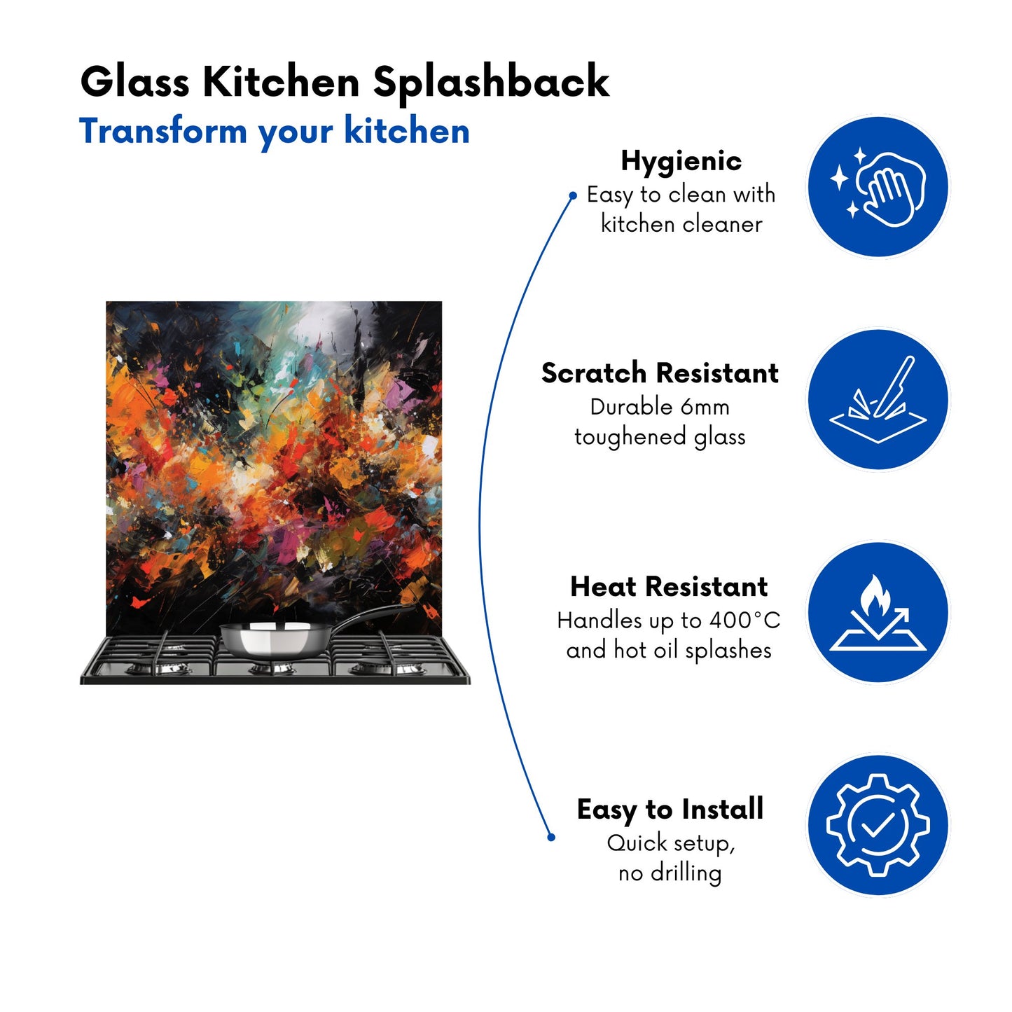 A Vibrant Abstract Painting Kitchen Splashback