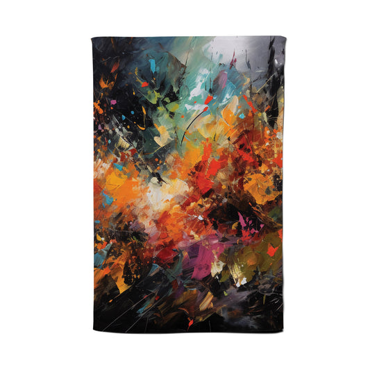 A Vibrant Abstract Painting Capturing The Energy And E Tea Towel