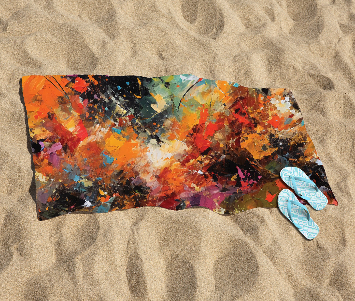 A Vibrant Abstract Painting Beach Towel