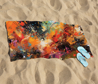 A Vibrant Abstract Painting Beach Towel