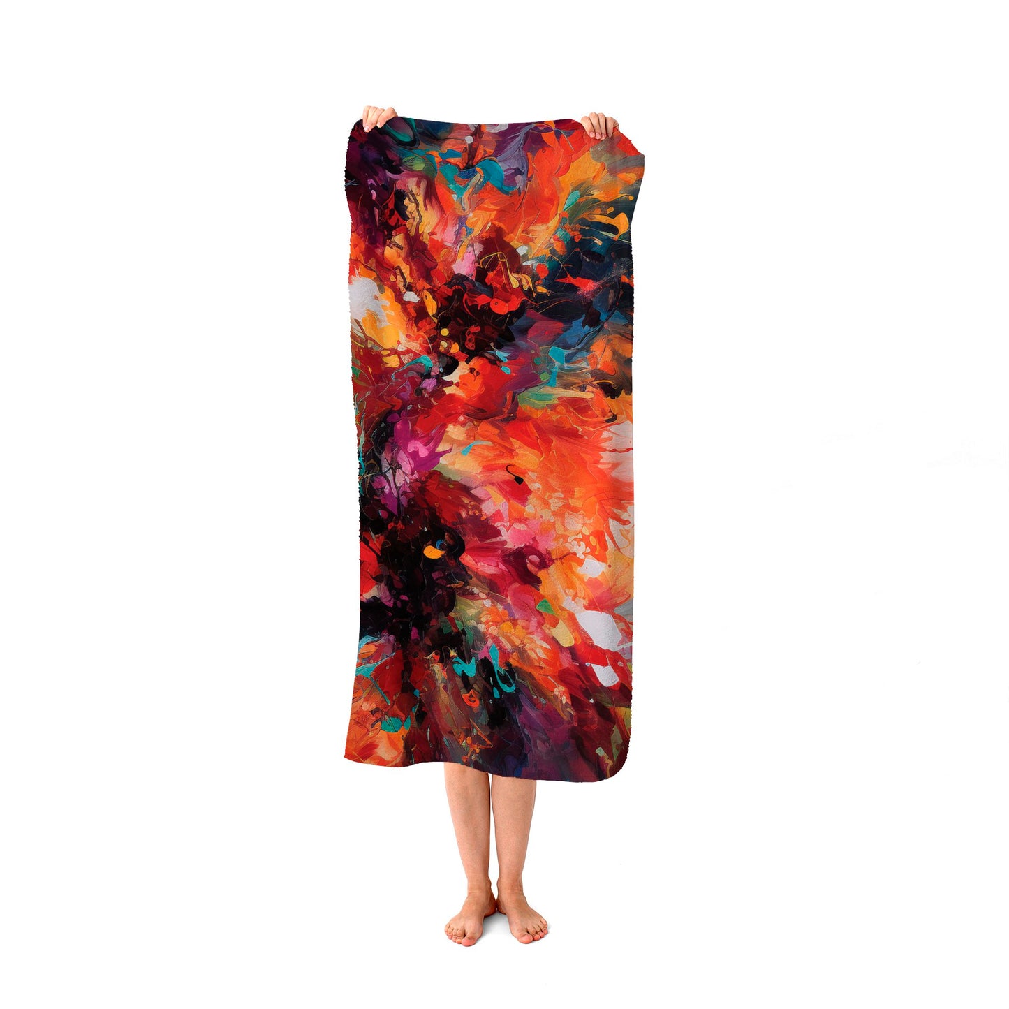 A Vibrant Abstract Painting Of Halloween Beach Towel