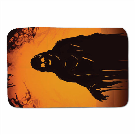 A Spooky Black And Orange Ghost Sherpa Blanket