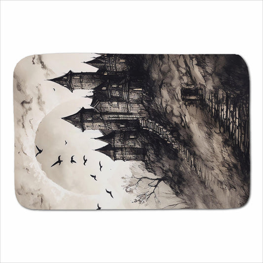 A Realistic Drawing Of A Haunted Castle Sherpa Blanket