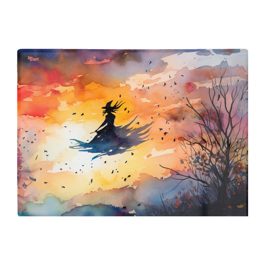 A Watercolor Graceful Witch Glass Chopping Board