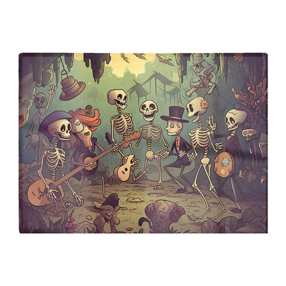 Cartoonish Skeletons Having A Party Glass Chopping Board