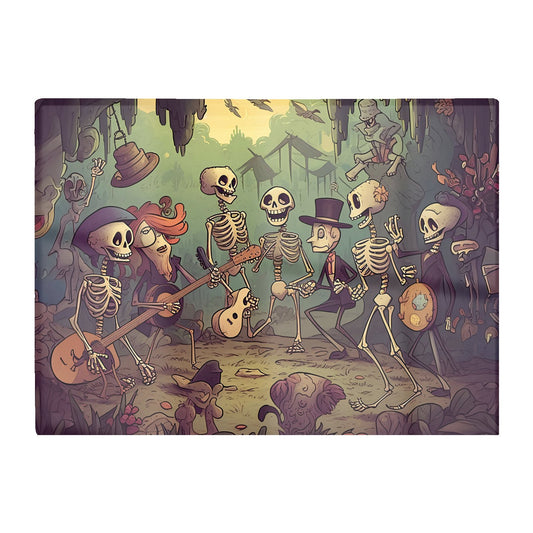 Cartoonish Skeletons Having A Party Glass Chopping Board