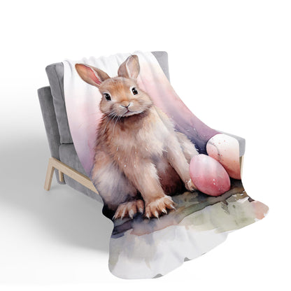 Whimsical Watercolour Easter Bunny Sherpa Blanket