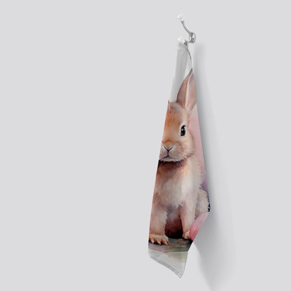 Whimsical Watercolour Easter Bunny Tea Towel