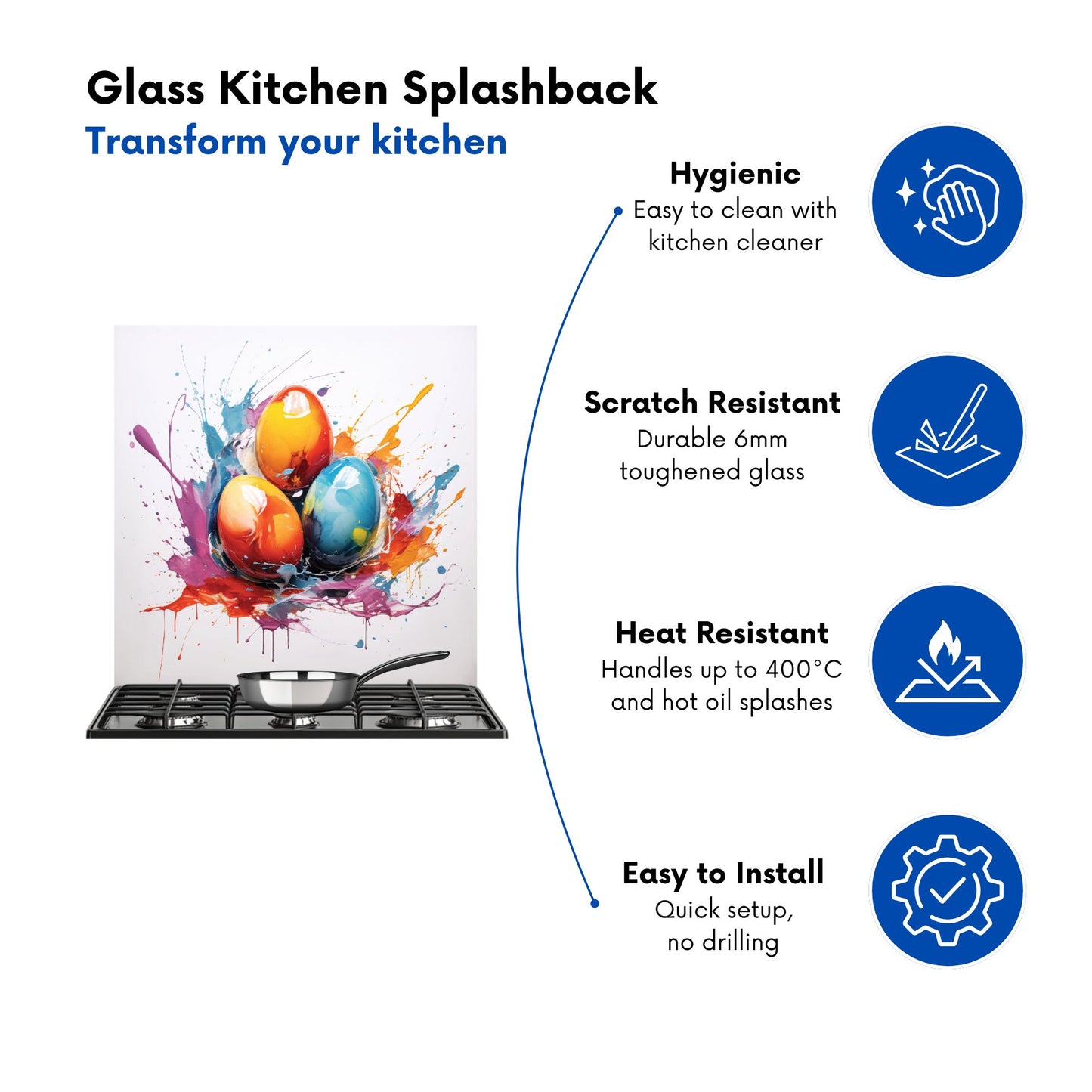 Watercolour Splashart Easter Eggs Kitchen Splashback