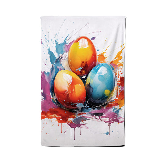 Watercolour Splashart Easter Eggs Tea Towel