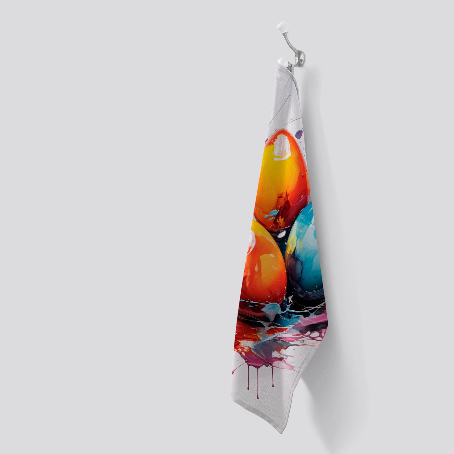 Watercolour Splashart Easter Eggs Tea Towel