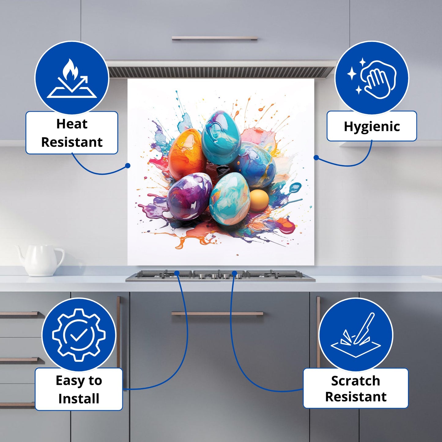 Watercolor Easter eggs Kitchen Splashback