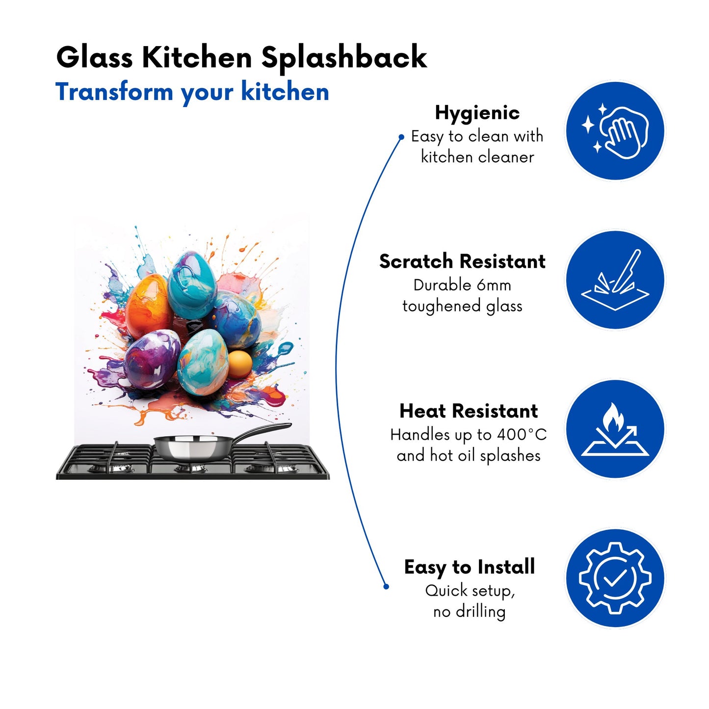 Watercolor Easter eggs Kitchen Splashback