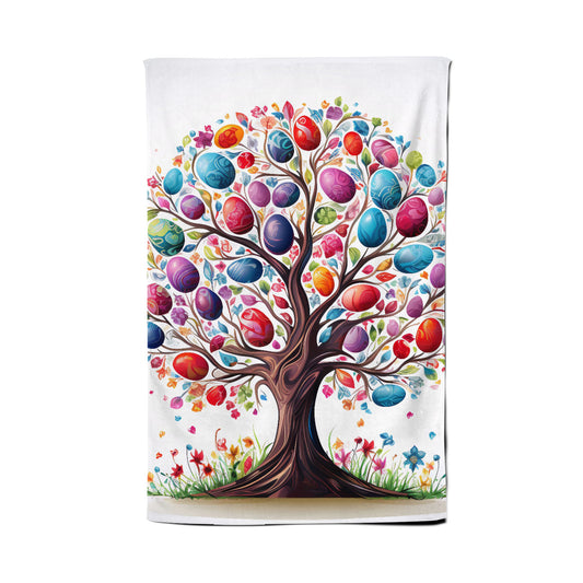 Whimsical Easter Egg Tree Tea Towel