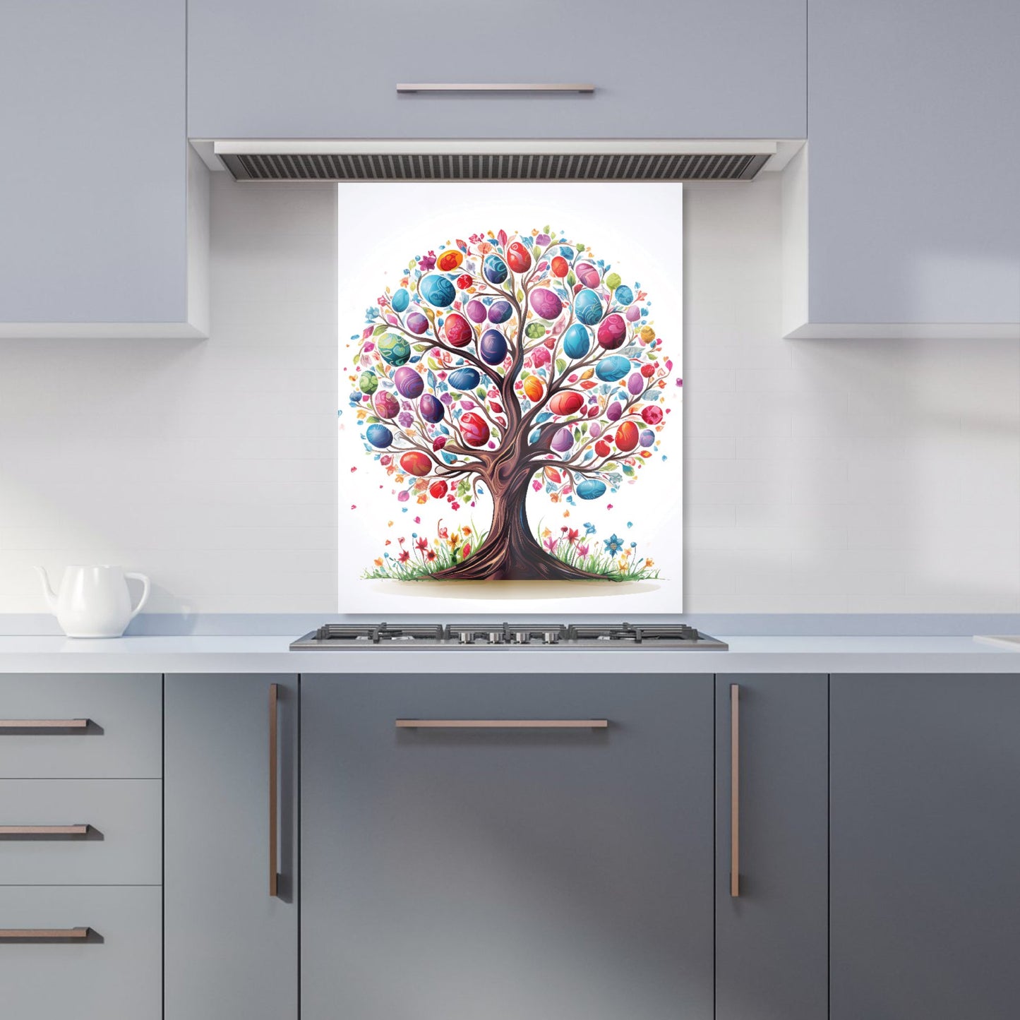 Whimsical Easter Egg Tree Kitchen Splashback