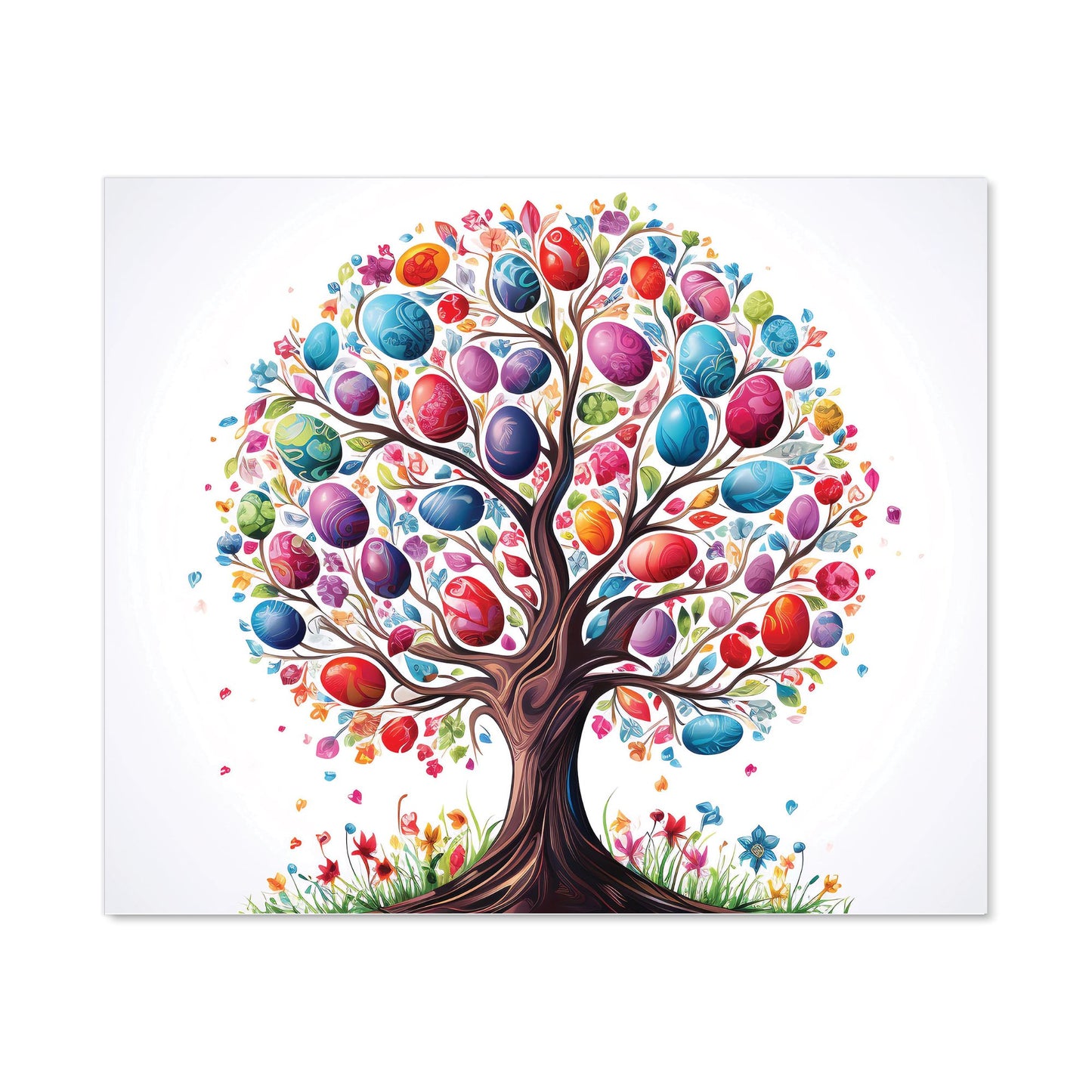 Whimsical Easter Egg Tree Kitchen Splashback