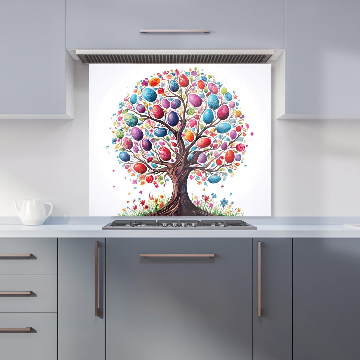 Whimsical Easter Egg Tree Kitchen Splashback
