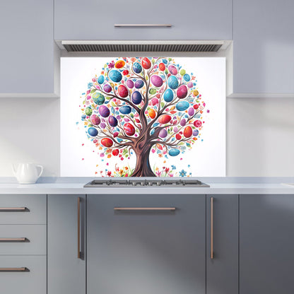 Whimsical Easter Egg Tree Kitchen Splashback