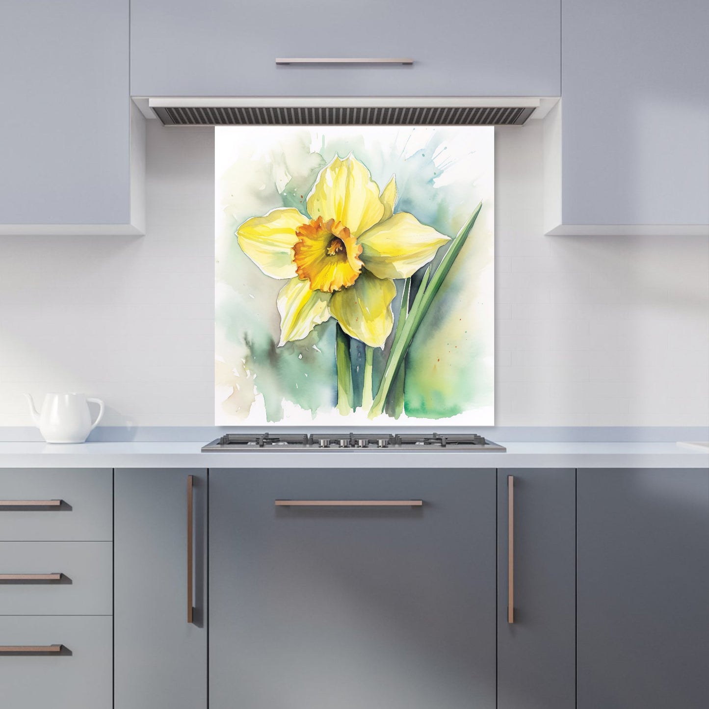 Watercolour Daffodil Kitchen Splashback