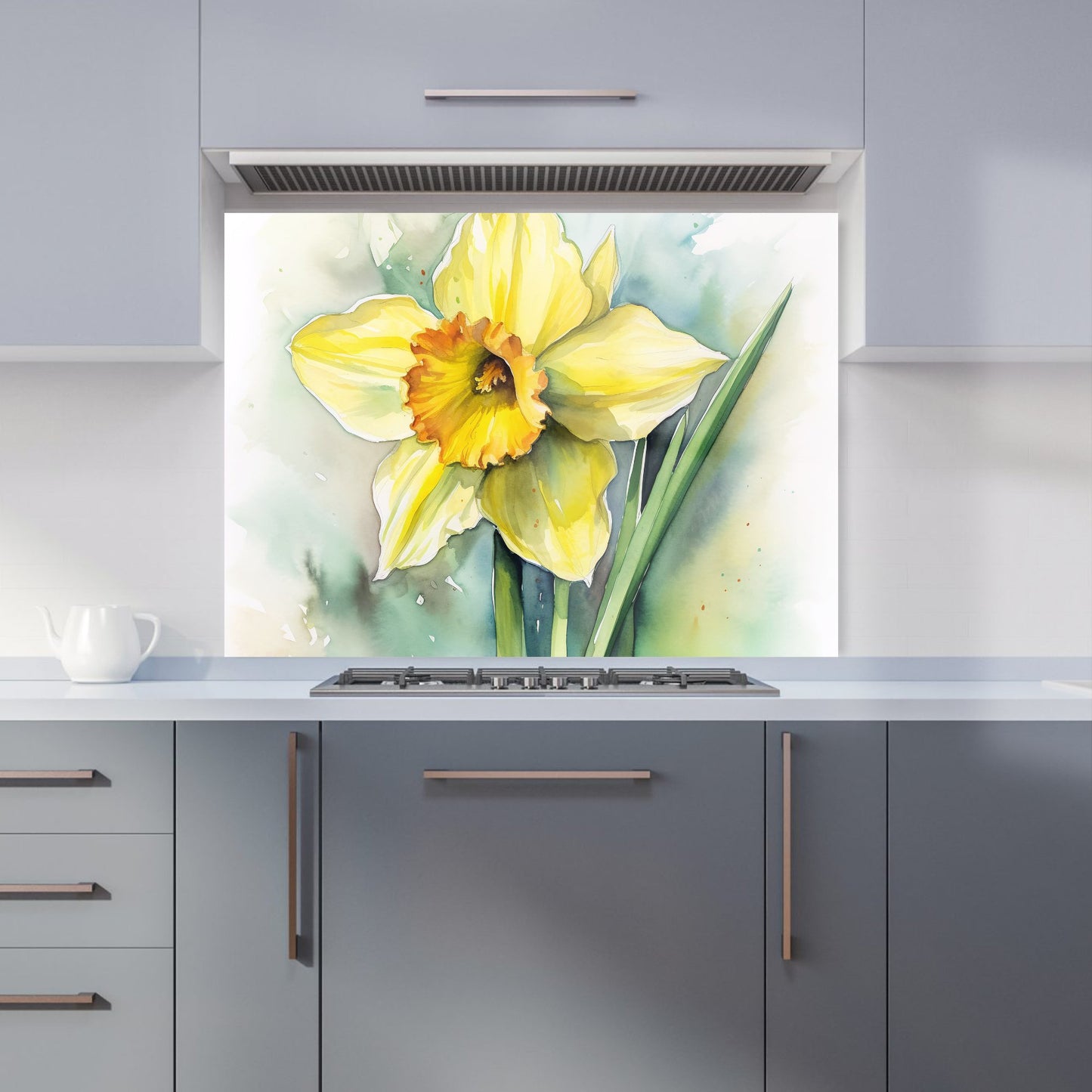 Watercolour Daffodil Kitchen Splashback