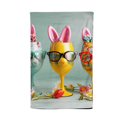 Funky Easter Bunny Glasses Splashart Tea Towel