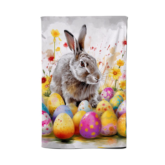 Splashart Easter Bunny And Eggs Tea Towel