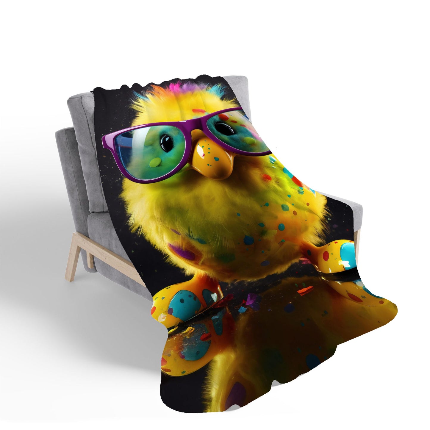 Funky Easter Chick With Glasses Sherpa Blanket