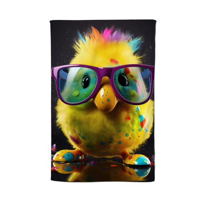 Funky Easter Chick With Glasses Tea Towel