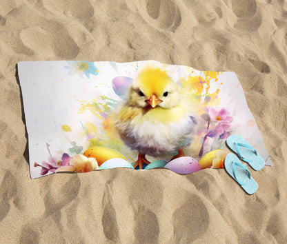 Easter Chick Splashart Beach Towel