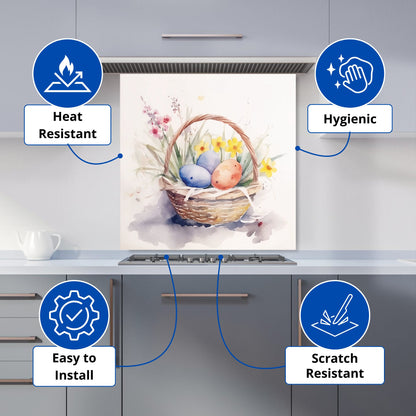 Watercolour Easter Basket Kitchen Splashback