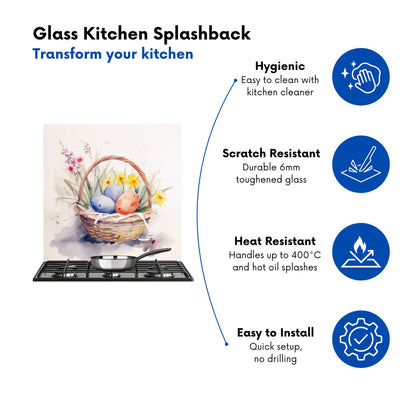 Watercolour Easter Basket Kitchen Splashback