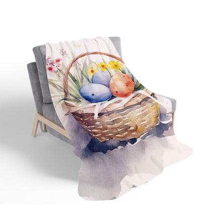 Watercolour Easter Basket Sherpa Blanket