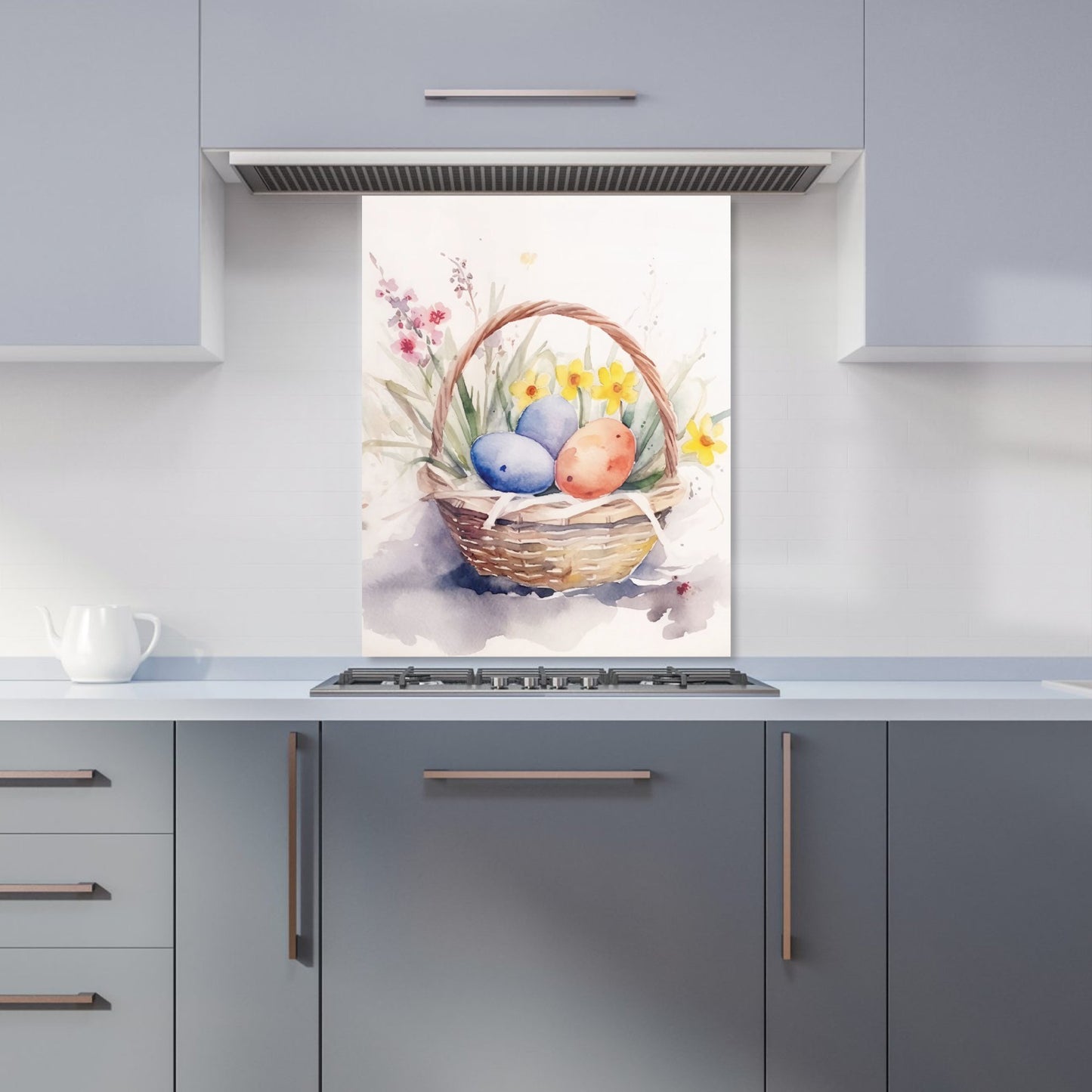 Watercolour Easter Basket Kitchen Splashback