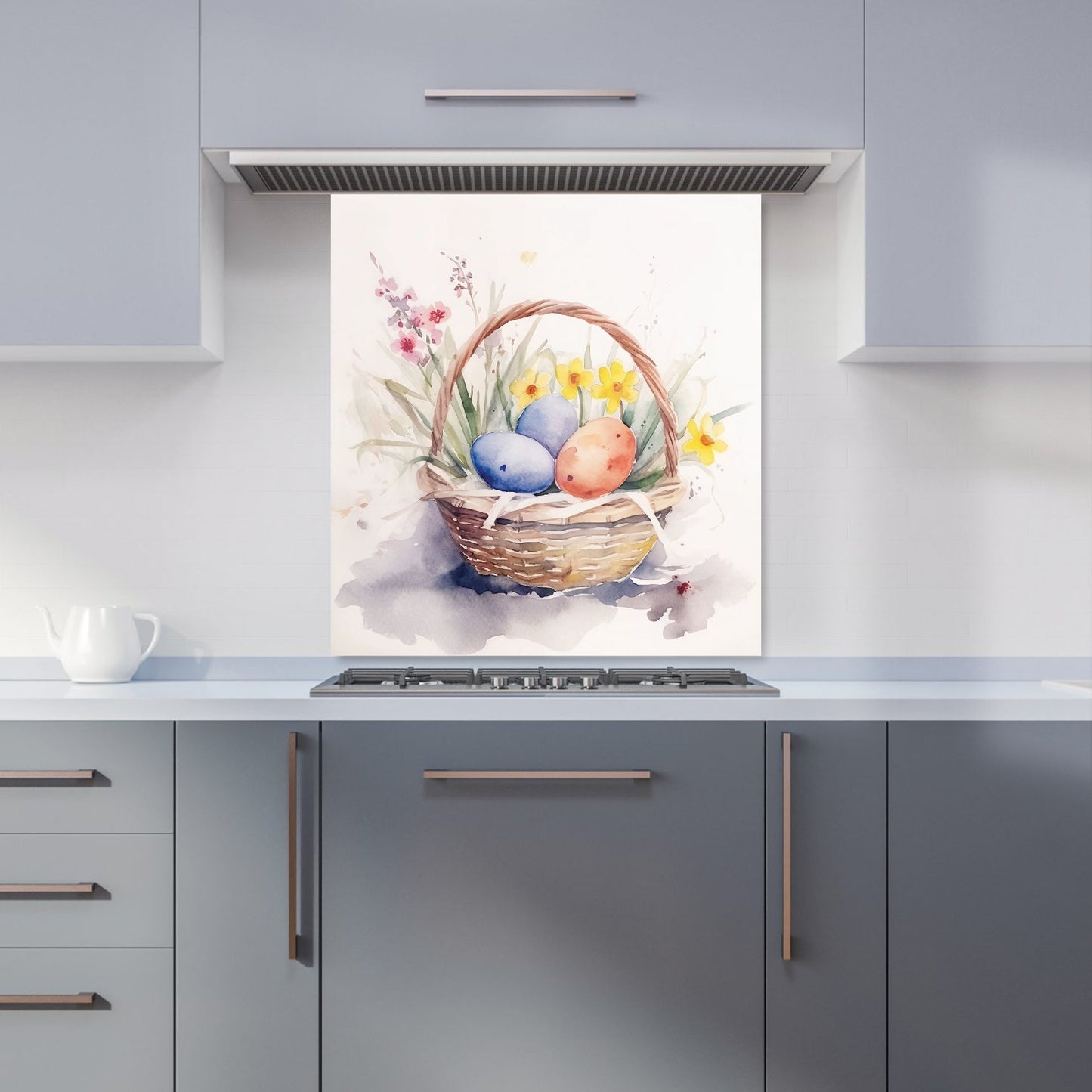 Watercolour Easter Basket Kitchen Splashback