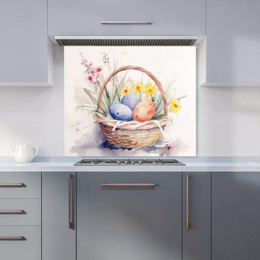 Watercolour Easter Basket Kitchen Splashback
